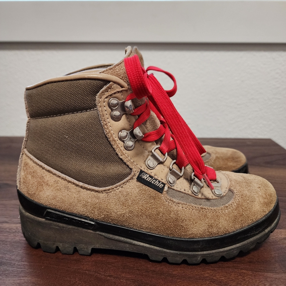 Vintage Swiss Raichle Tan Trail Hiking Boots